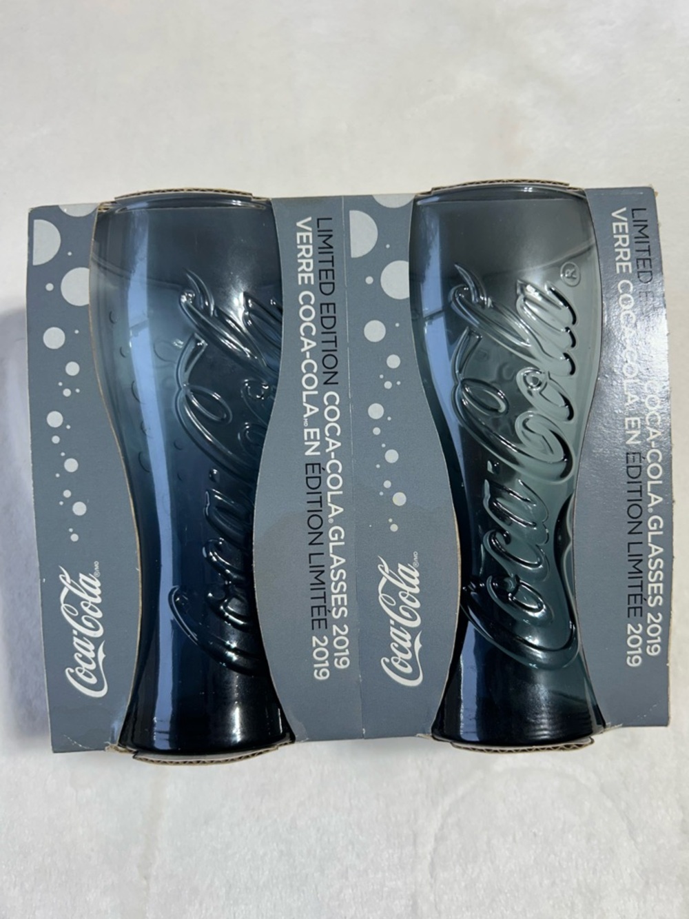 Coca-Cola Smoky Gray Embossed Logo Glasses - Set of 2 (McDonald’s)